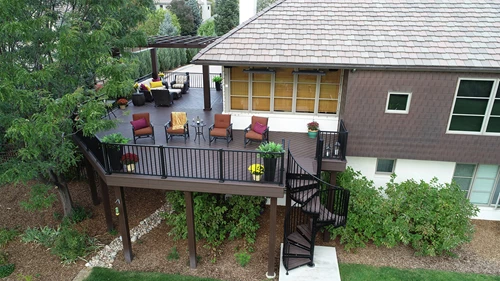 Wrap Around Second Story Deck With Spiral Stairs