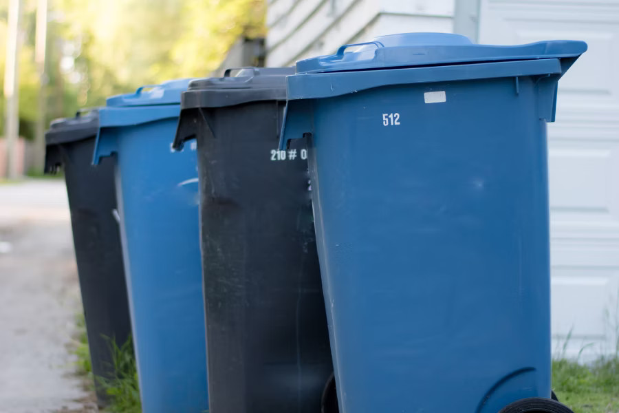 Black And Blue Trashcans