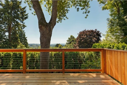 Wooden Deck Railing With Wire Stringers