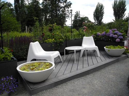 Floating Deck With Plants And Furniture