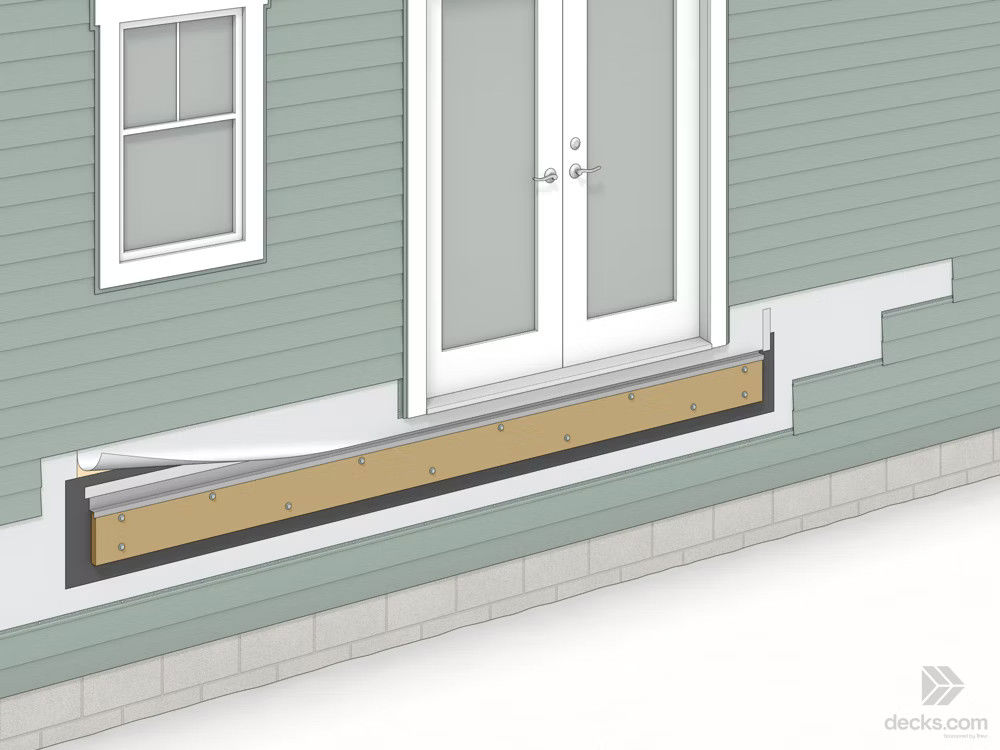 Image Showing The Ledger Board Installed With Flashing