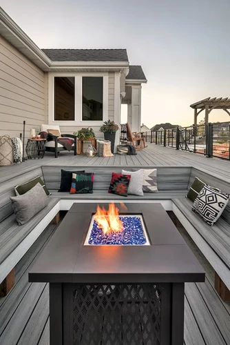 Multi Level Deck Autumn Fireplace Nook