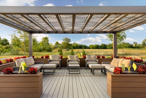 Covered Deck With Meadow View