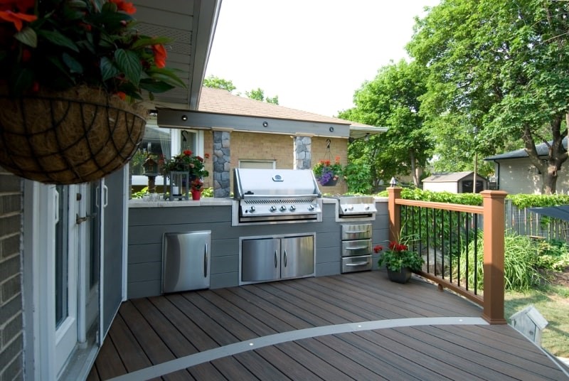 Outdoor kitchen on outlet wood deck