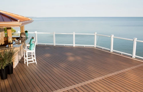 Composite And Glass Deck Railing With Ocean View