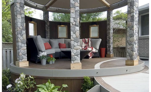 Round Gazebo With Stone Accents