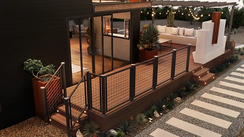 Ground Floor Wrap Around Deck With Fire Place