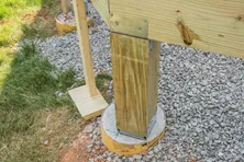 Lateral force on posts resting on concrete deck blocks - Home