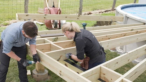 Install West Va Pool Deck 40 Joist Drill Wheelbarrow Talent Original