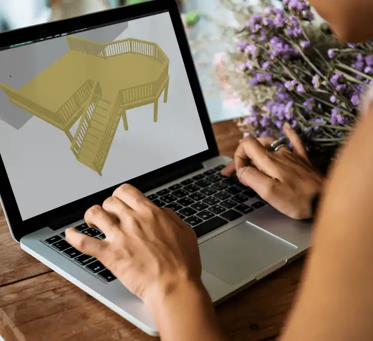 Image Person Using Deck Designer Tool On Computer 2X