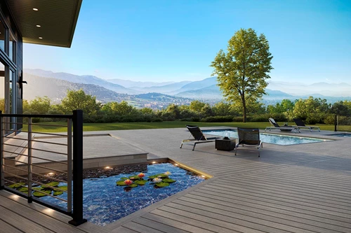 Patio Deck With Trees And Pools