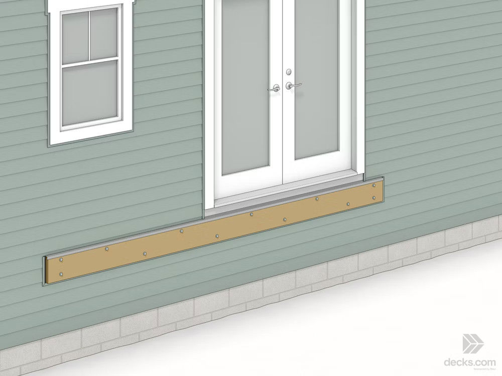 Image Showing The Ledger Board Installed And Siding Restored
